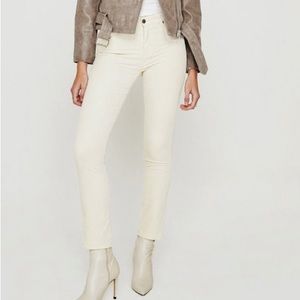 AG Adriano Goldschmied white cream Mari high rise slim straight jeans